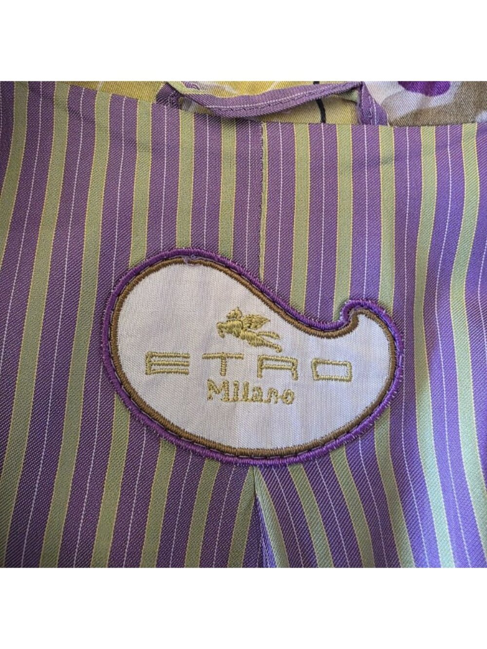 ETRO Milano Italy Floral Cotton Blazer Jacket Belted Purple Yellow IT 46 US 10 L - Picture 8 of 16